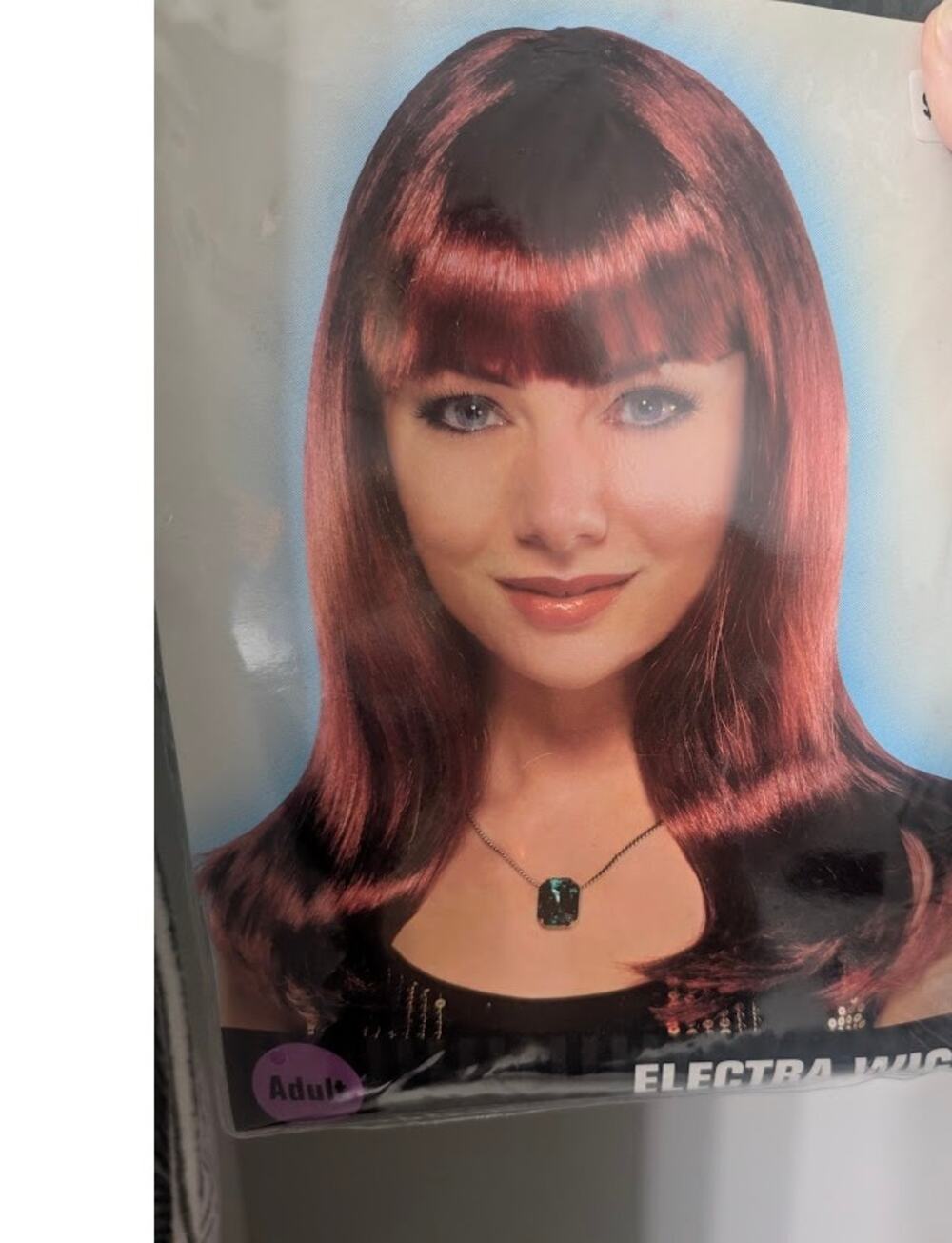 Auburn Red Electra Wig with Bangs Womens Adult Cosplay Costume Halloween New